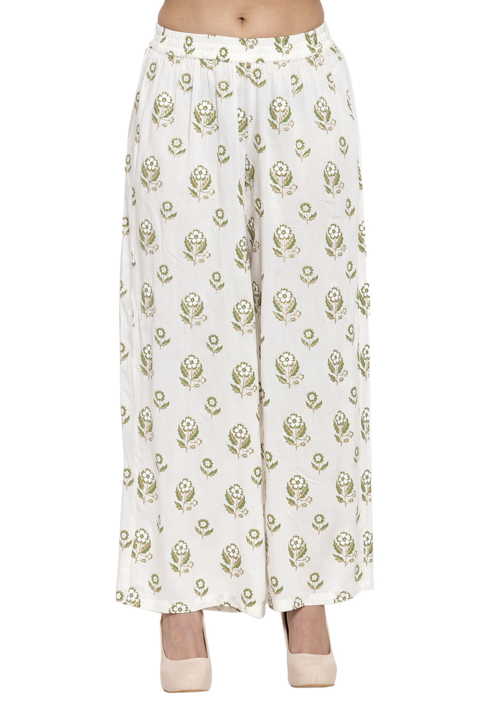 Off White Rayon Readymade Palazzo Pant 195135