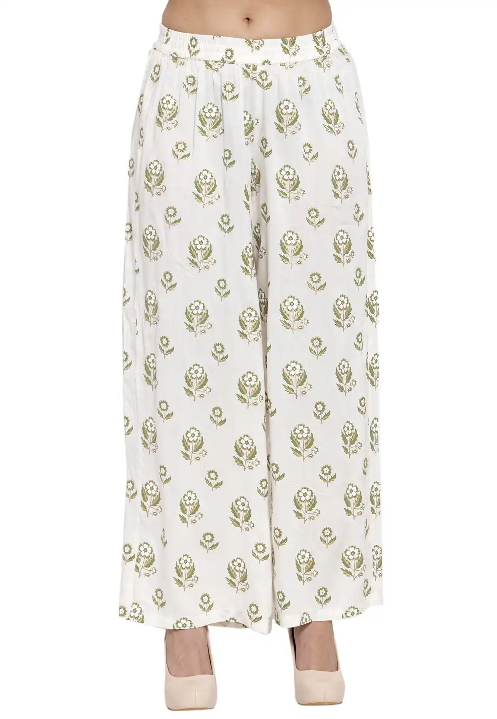 Off White Rayon Readymade Palazzo Pant 195135