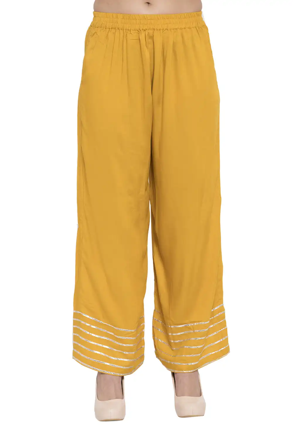 Yellow Rayon Readymade Palazzo Pant 195137