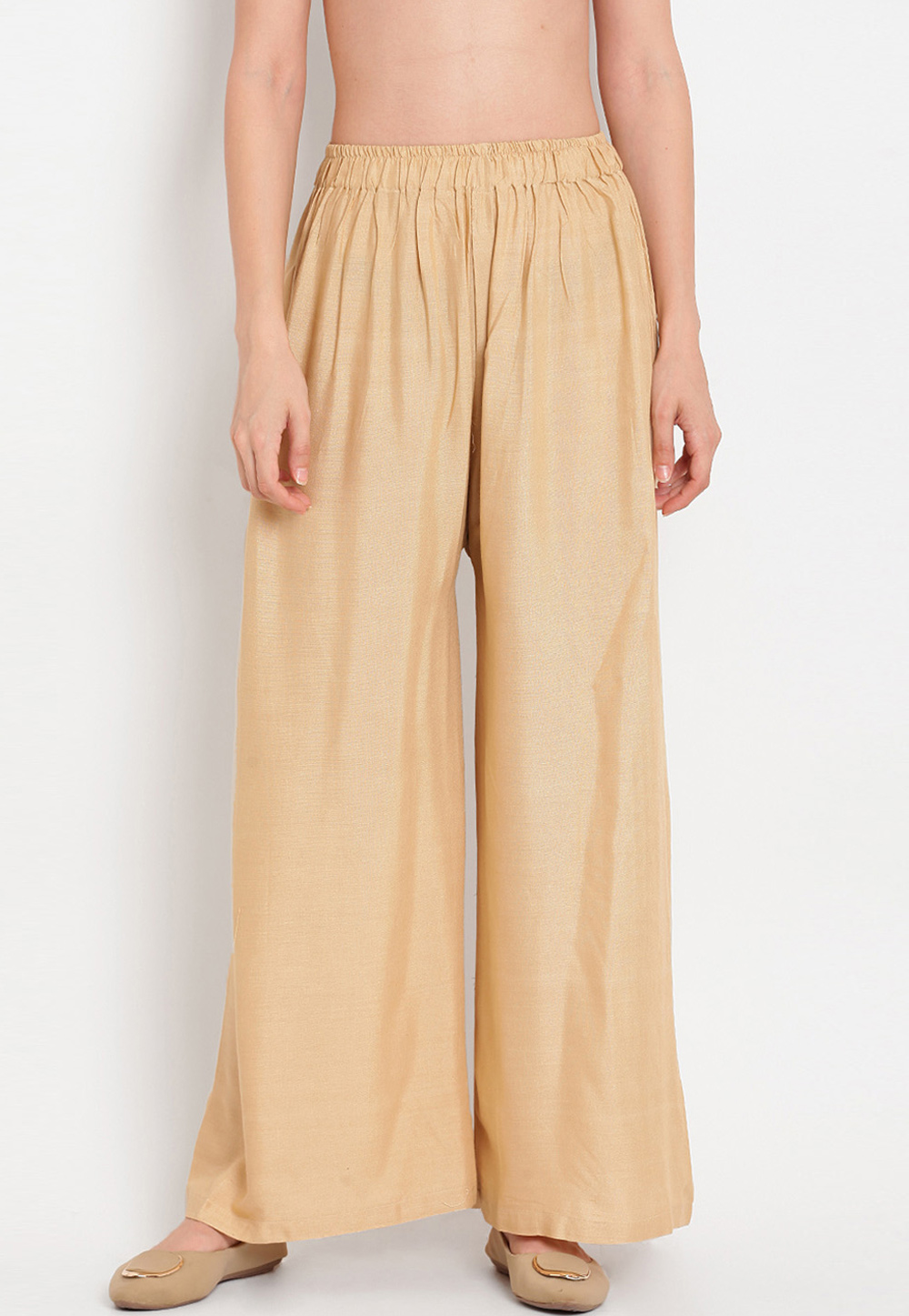 Beige Rayon Readymade Palazzo Pant 195644