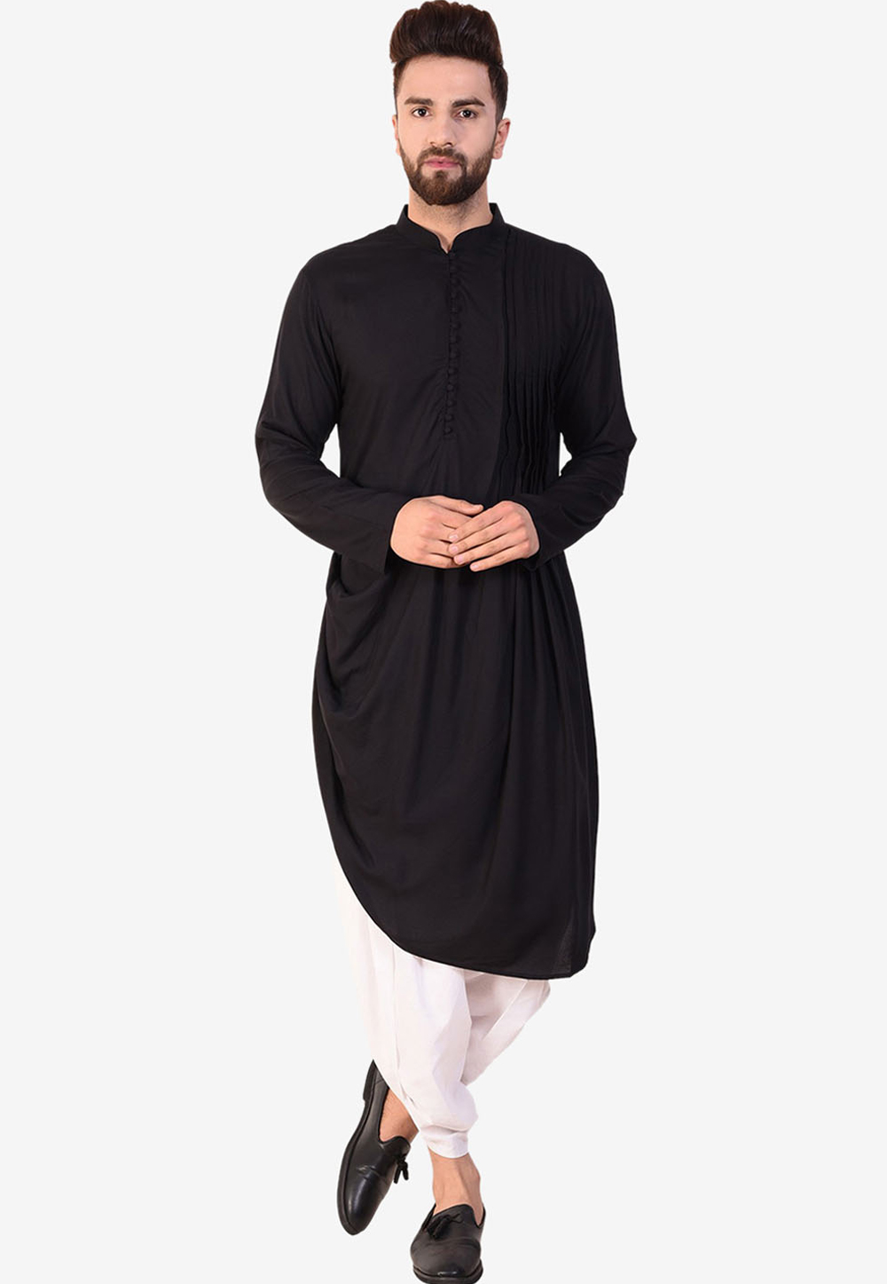 Black Cotton Readymade Dhoti Kurta 200217
