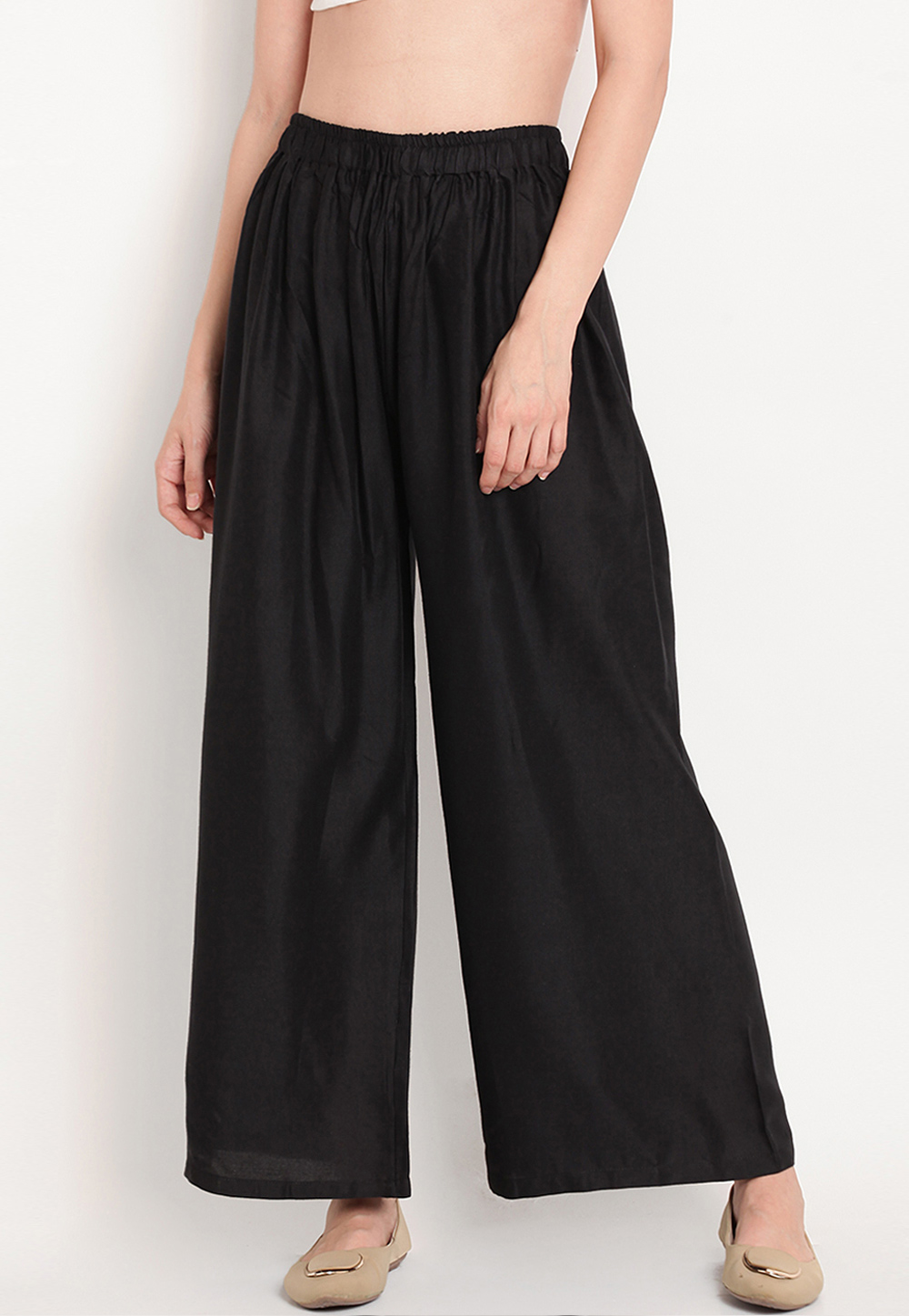 Black Rayon Readymade Palazzo Pant 195645