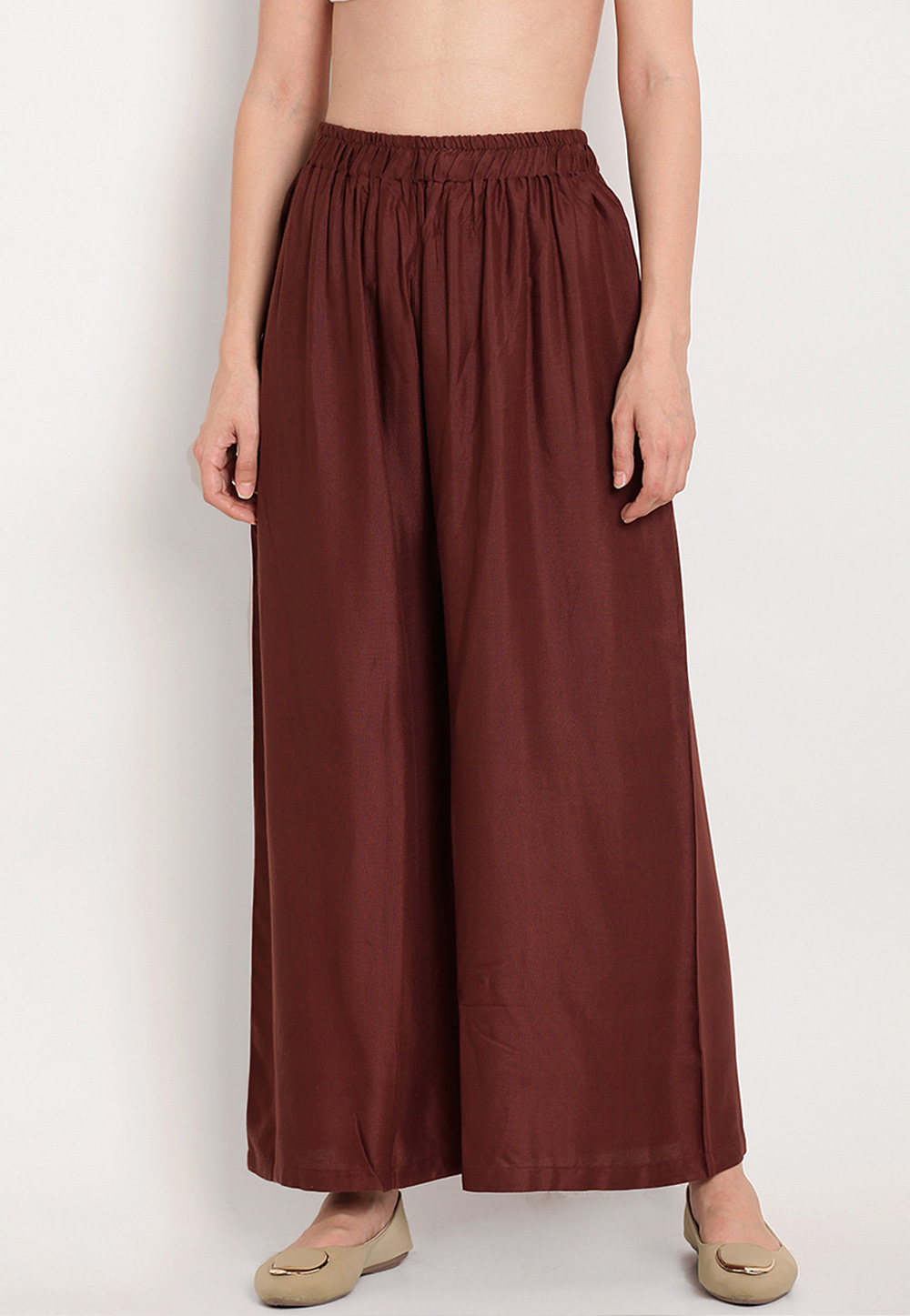 Maroon Rayon Readymade Palazzo Pant 195646