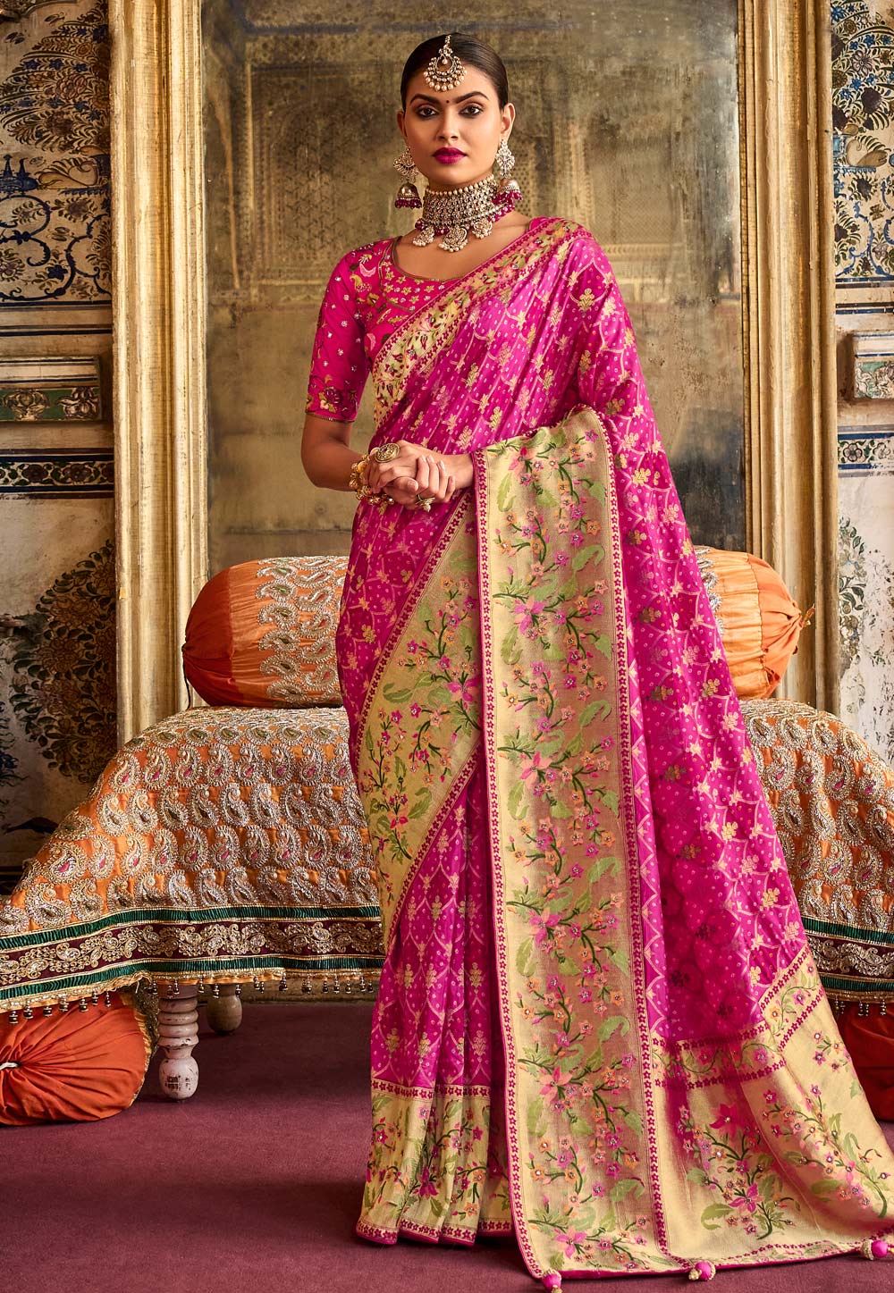 Magenta Silk Saree With Blouse 251789