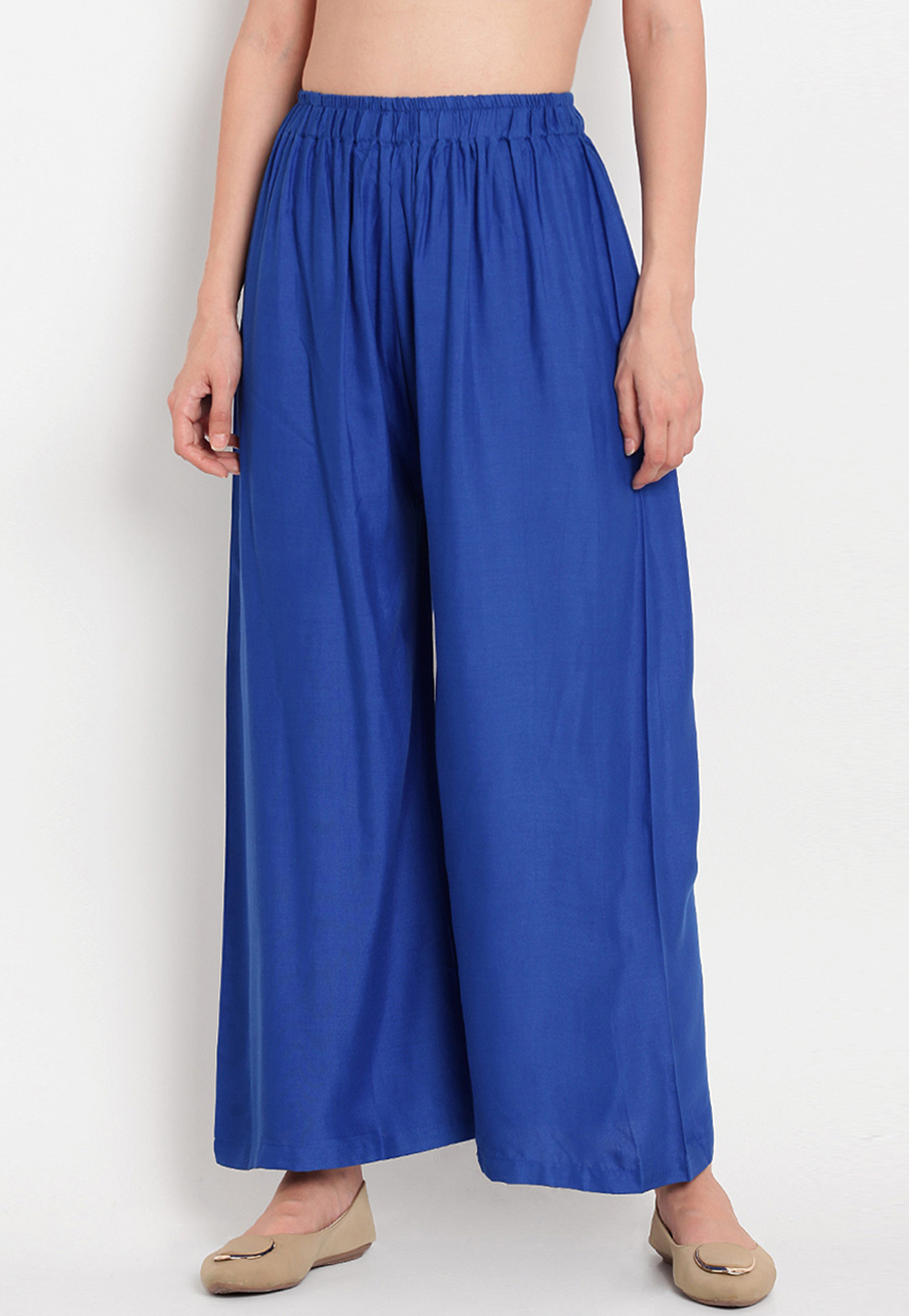 Blue Cotton Readymade Palazzo Pant 195652