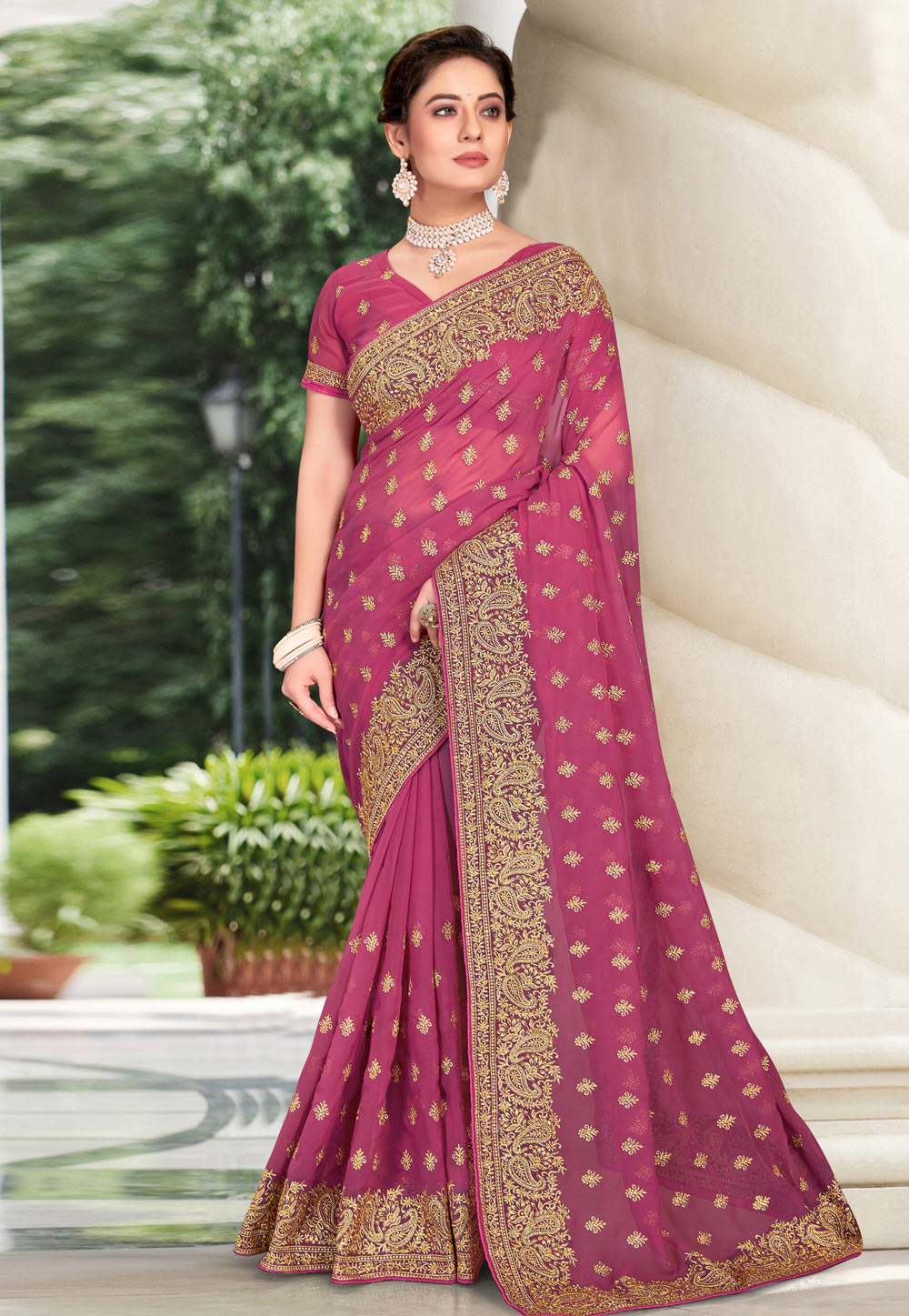 Light Purple Georgette Saree With Blouse 250863