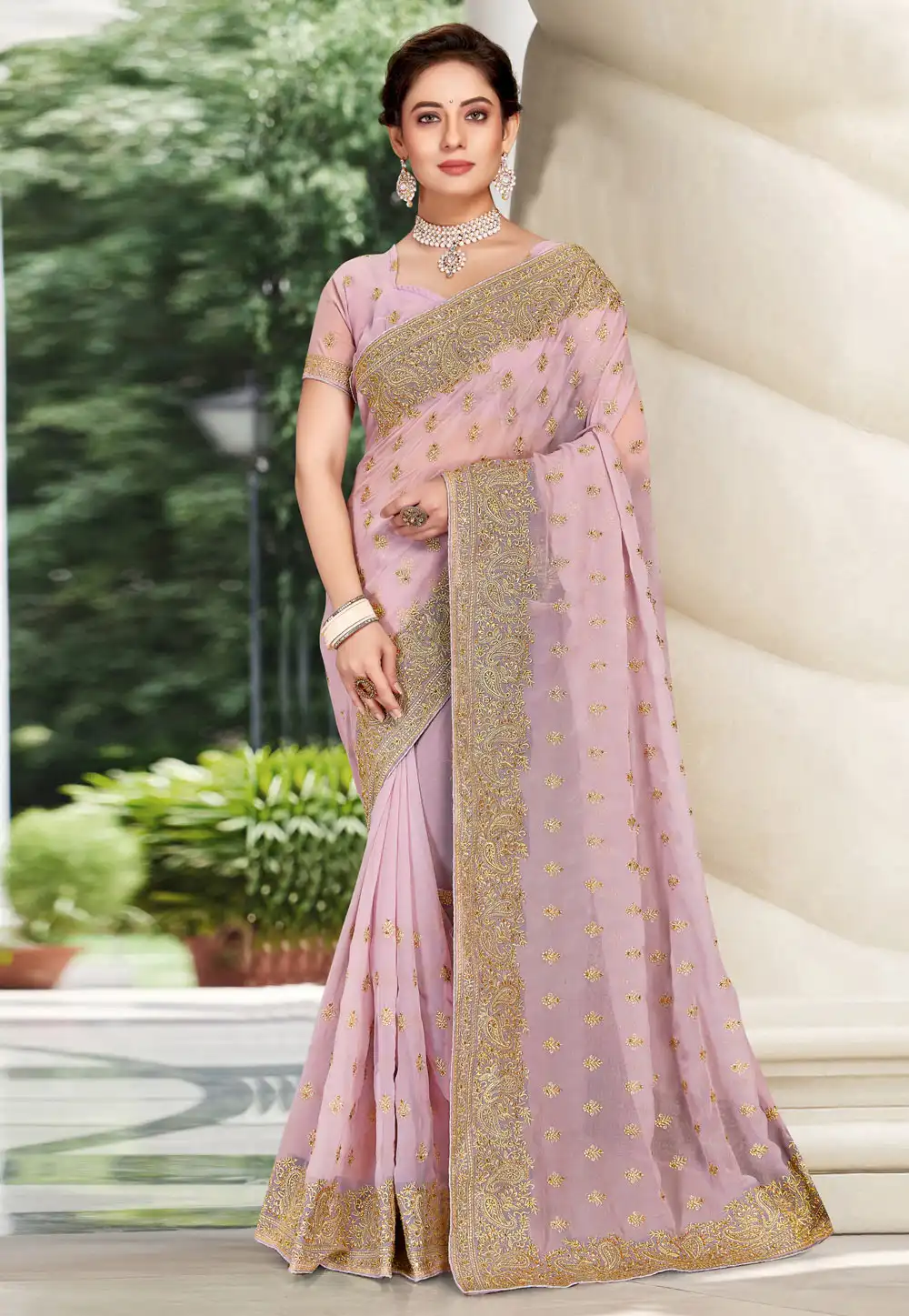 Pink Georgette Saree With Blouse 250865