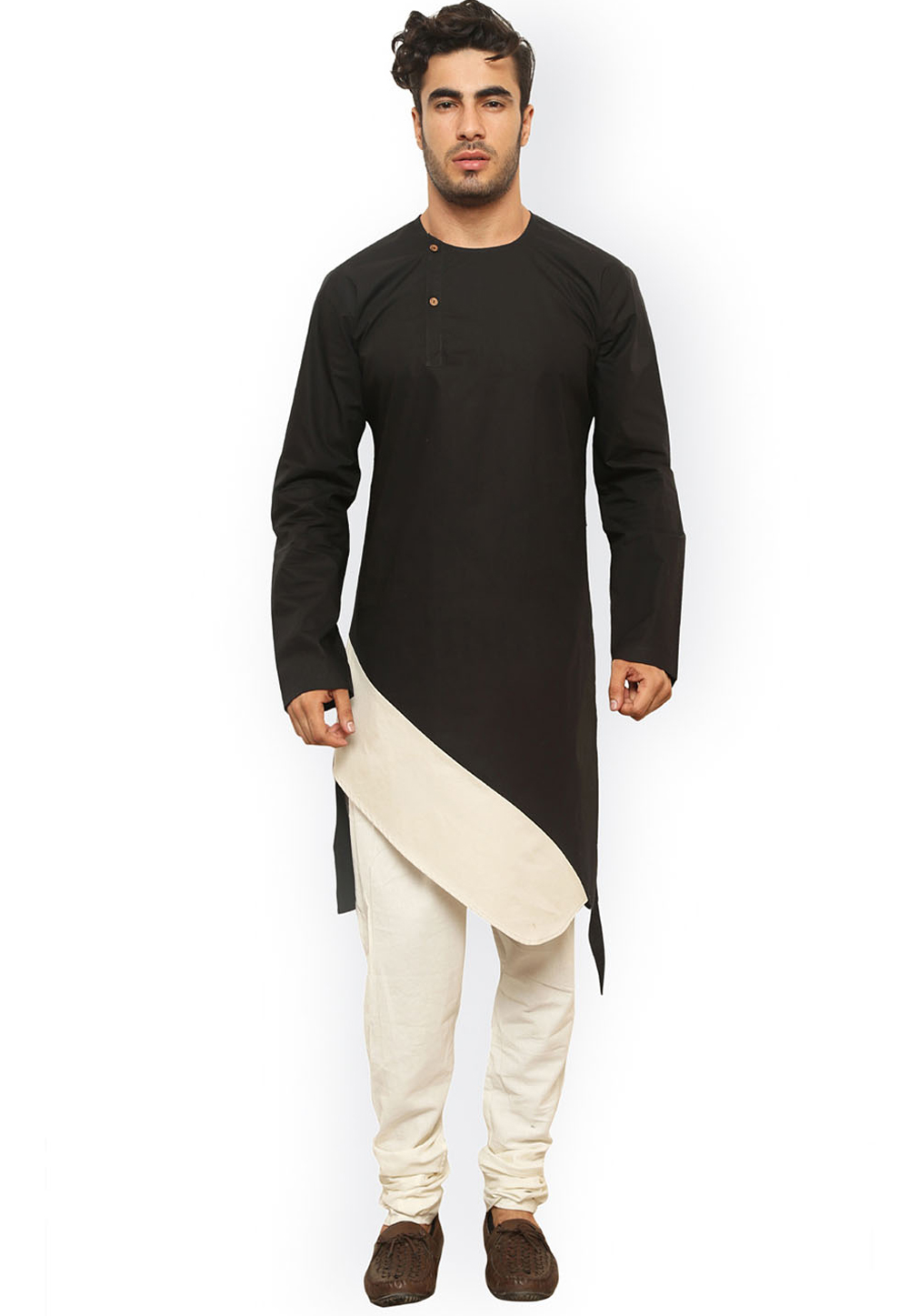 Black Cotton Readymade Kurta Pajama 200230