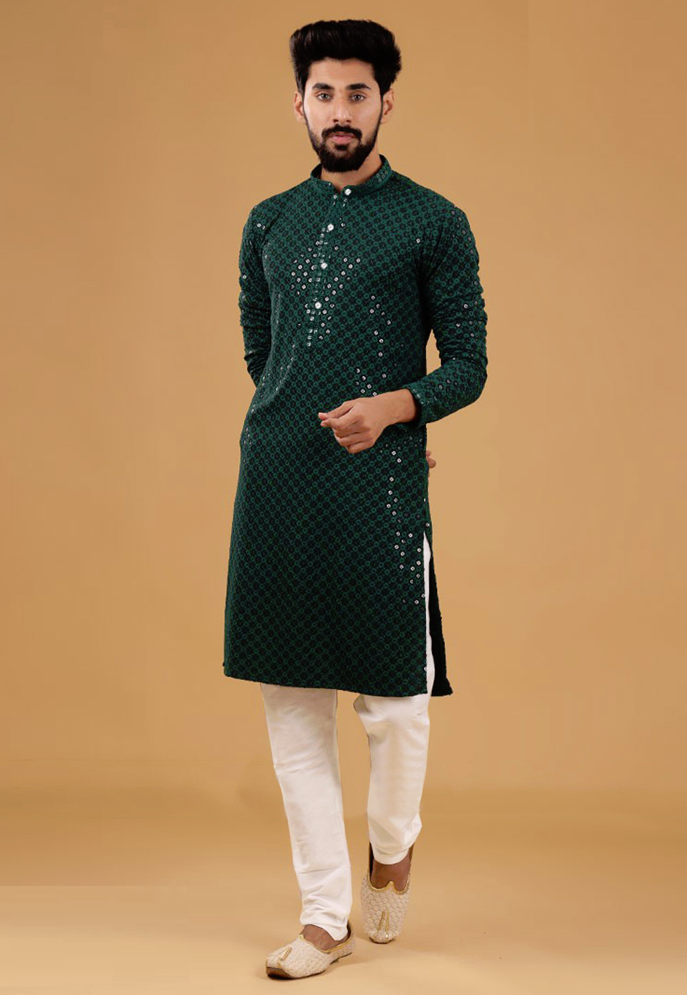 Parrot Green Kurta Cotton Payjama main image 1