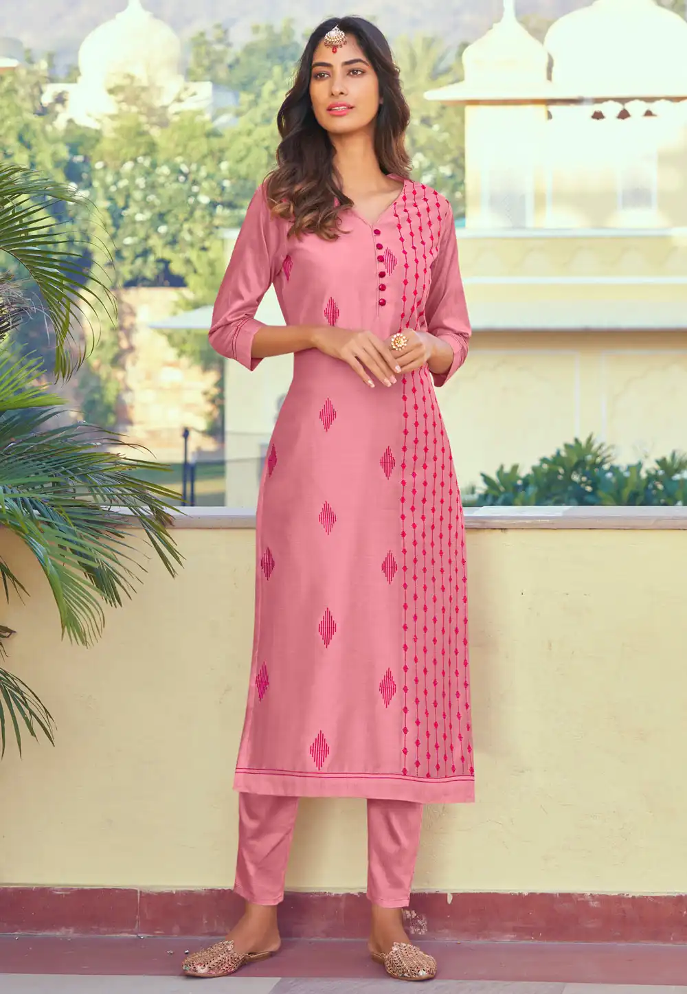Pink Silk Kurta Set With Pant 245866