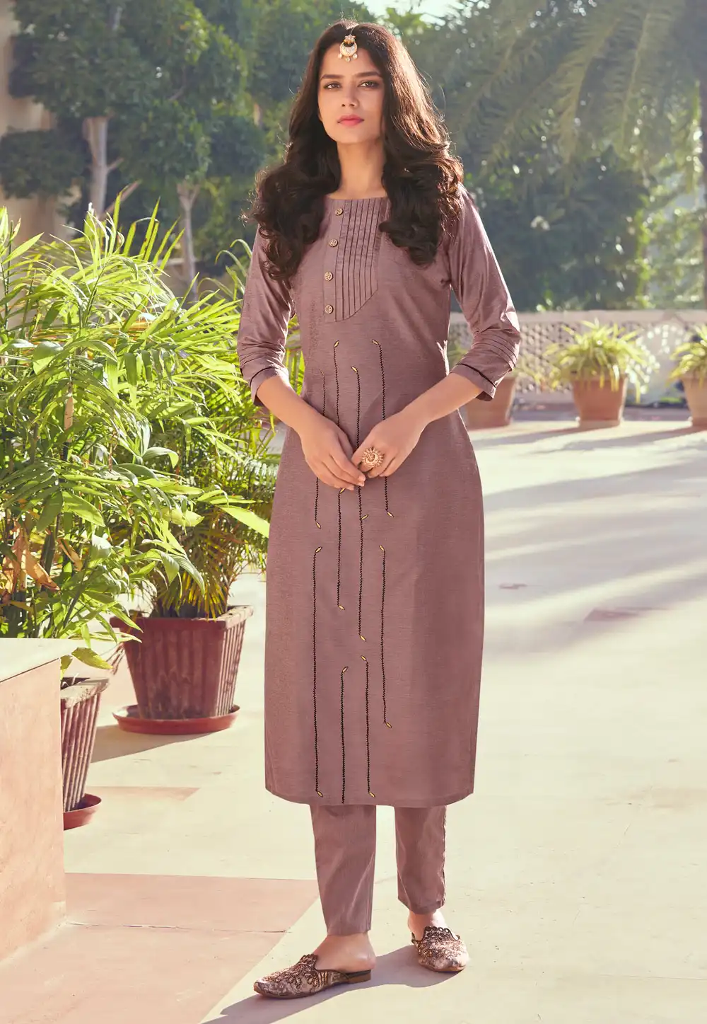 Brown Silk Kurta Set With Pant 245867
