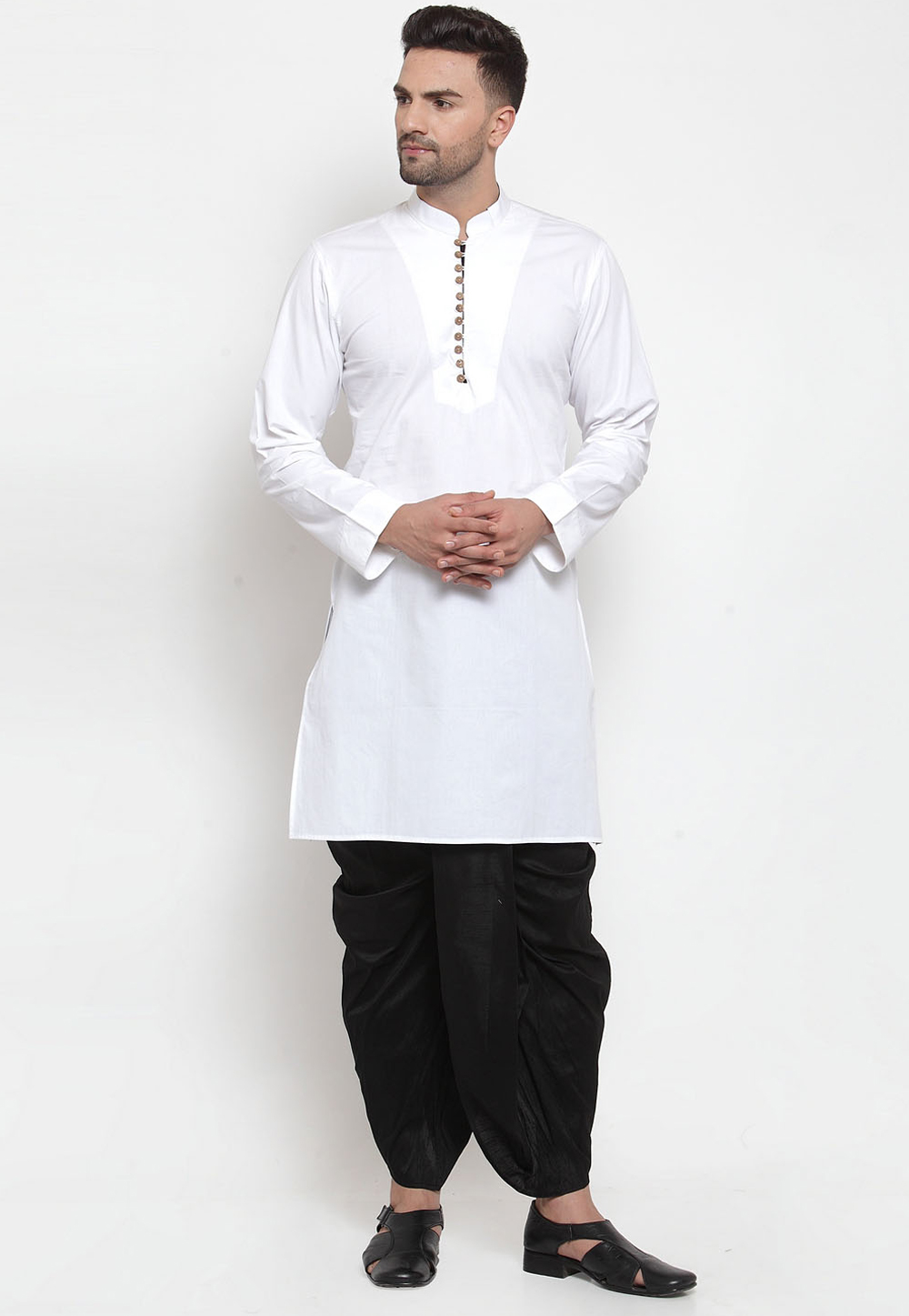 White Cotton Readymade Dhoti Kurta 200234