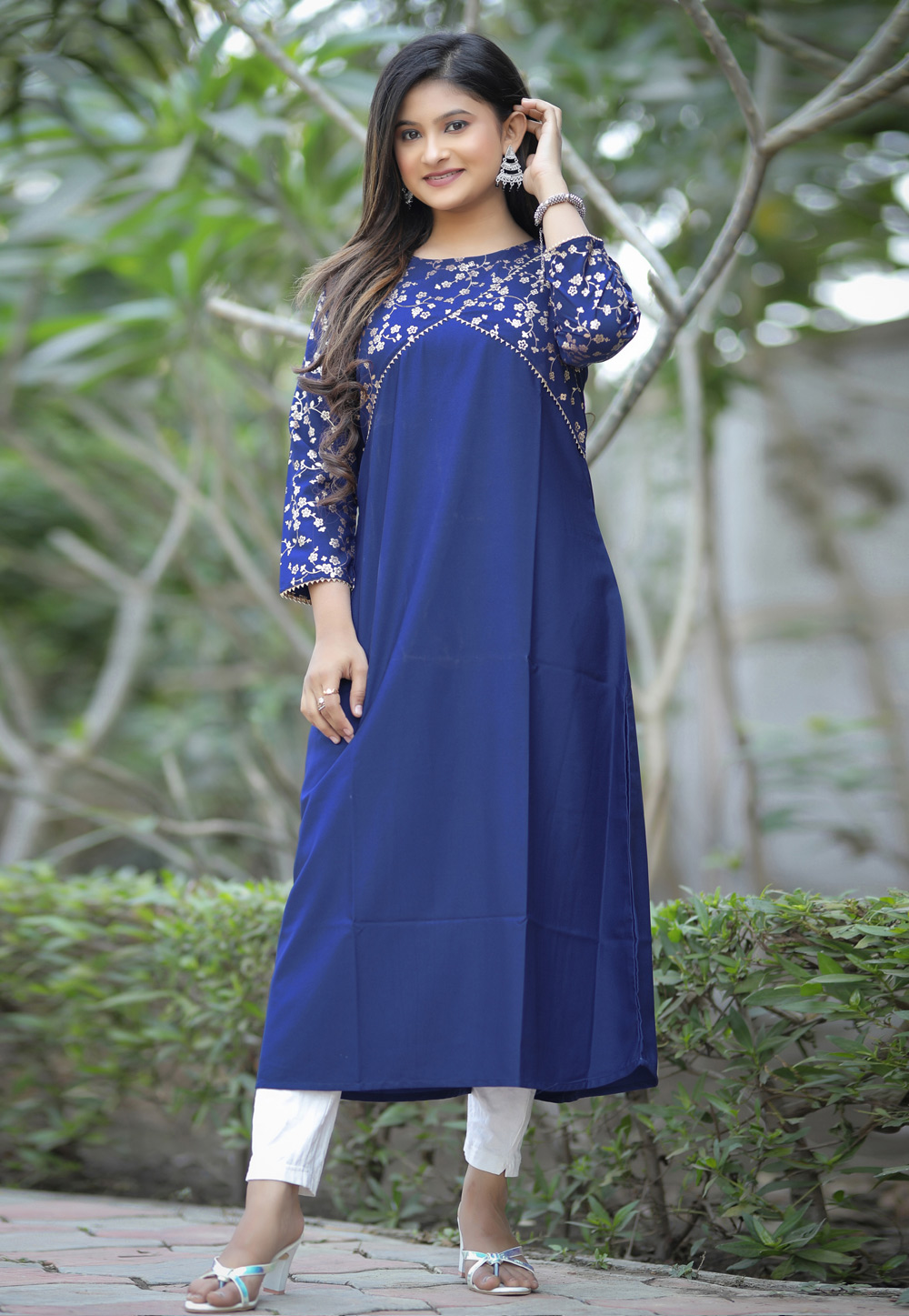 Navy Blue Crepe Tunic 245089