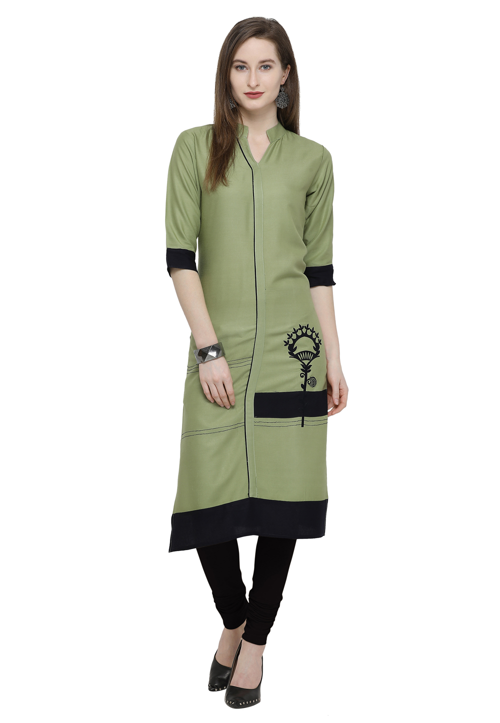 Green Rayon Readymade Kurti 175422