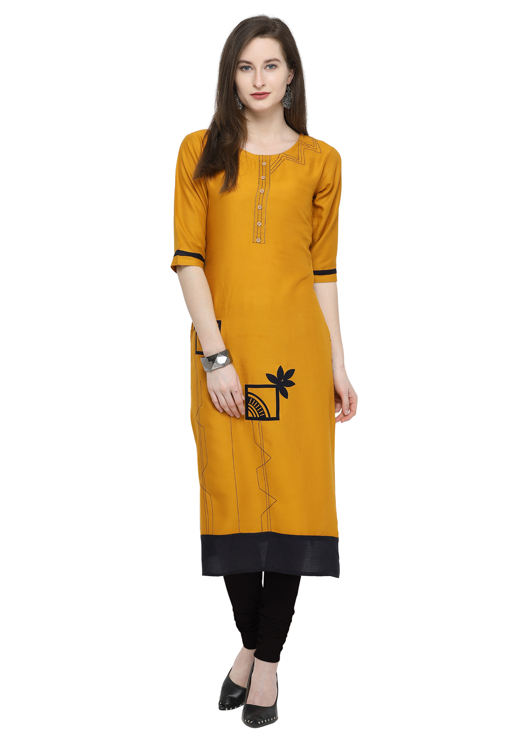 Yellow Rayon Readymade Tunic 175423