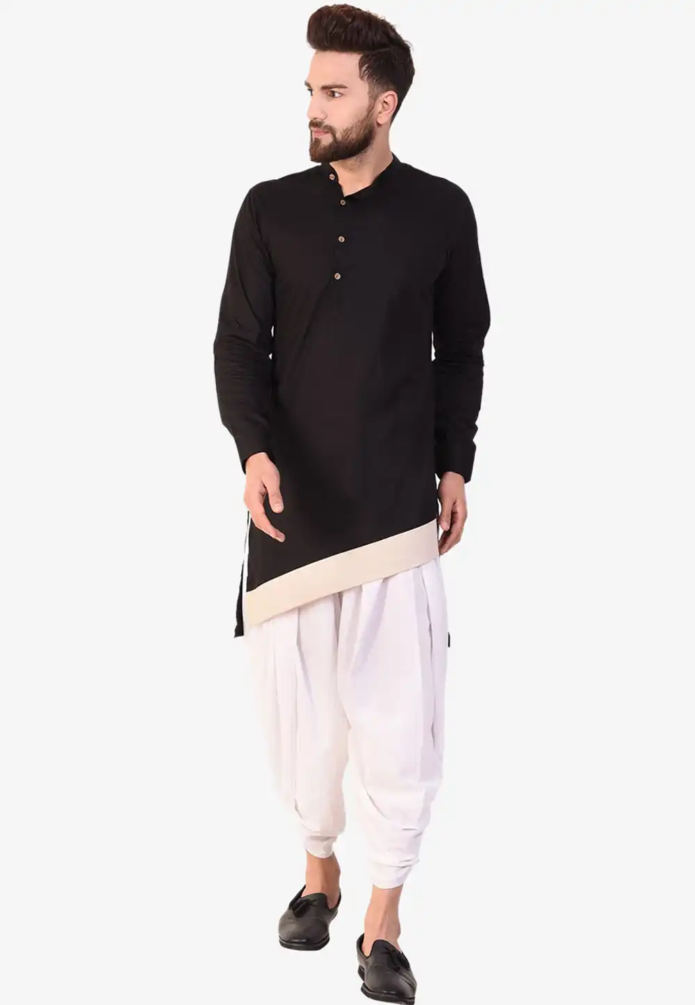Black Cotton Readymade Dhoti Kurta 200239