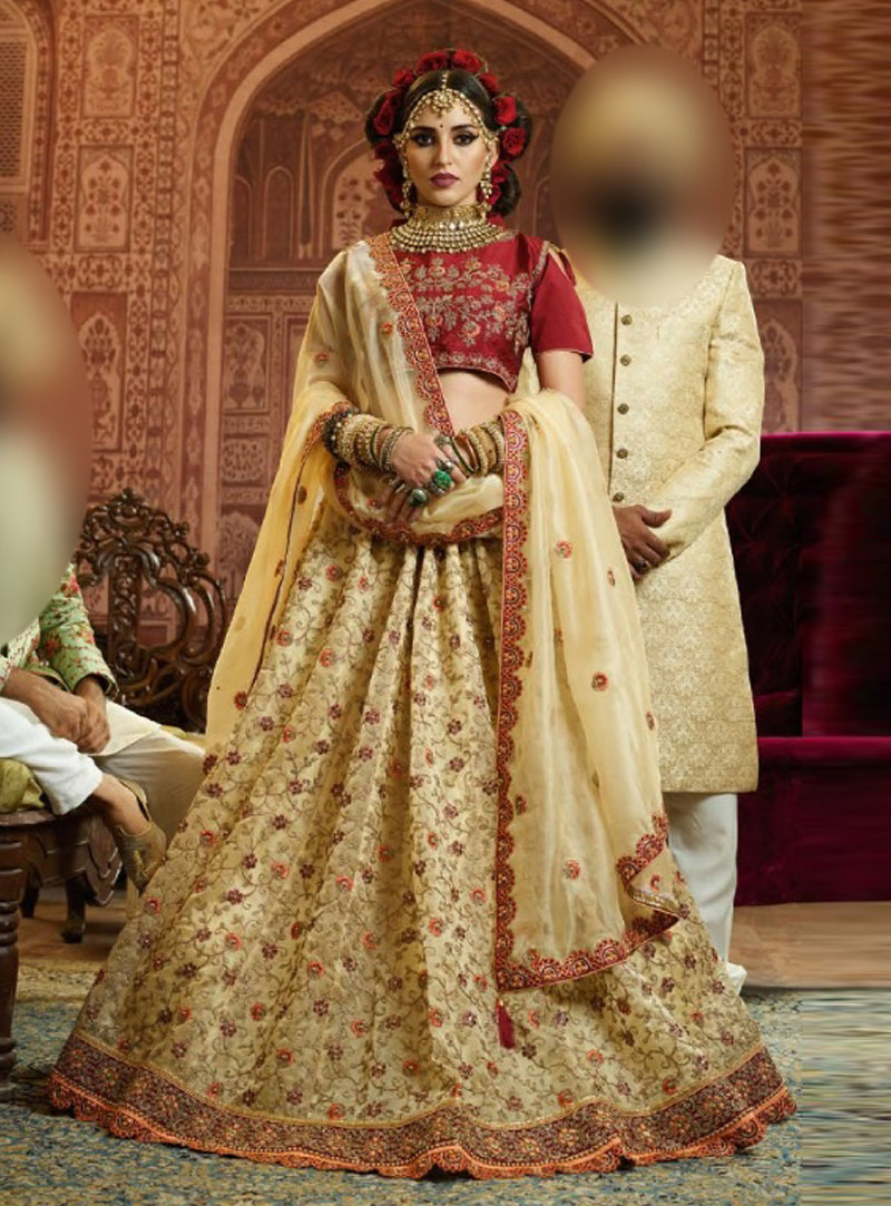 Beige Net Lehenga Choli 142707