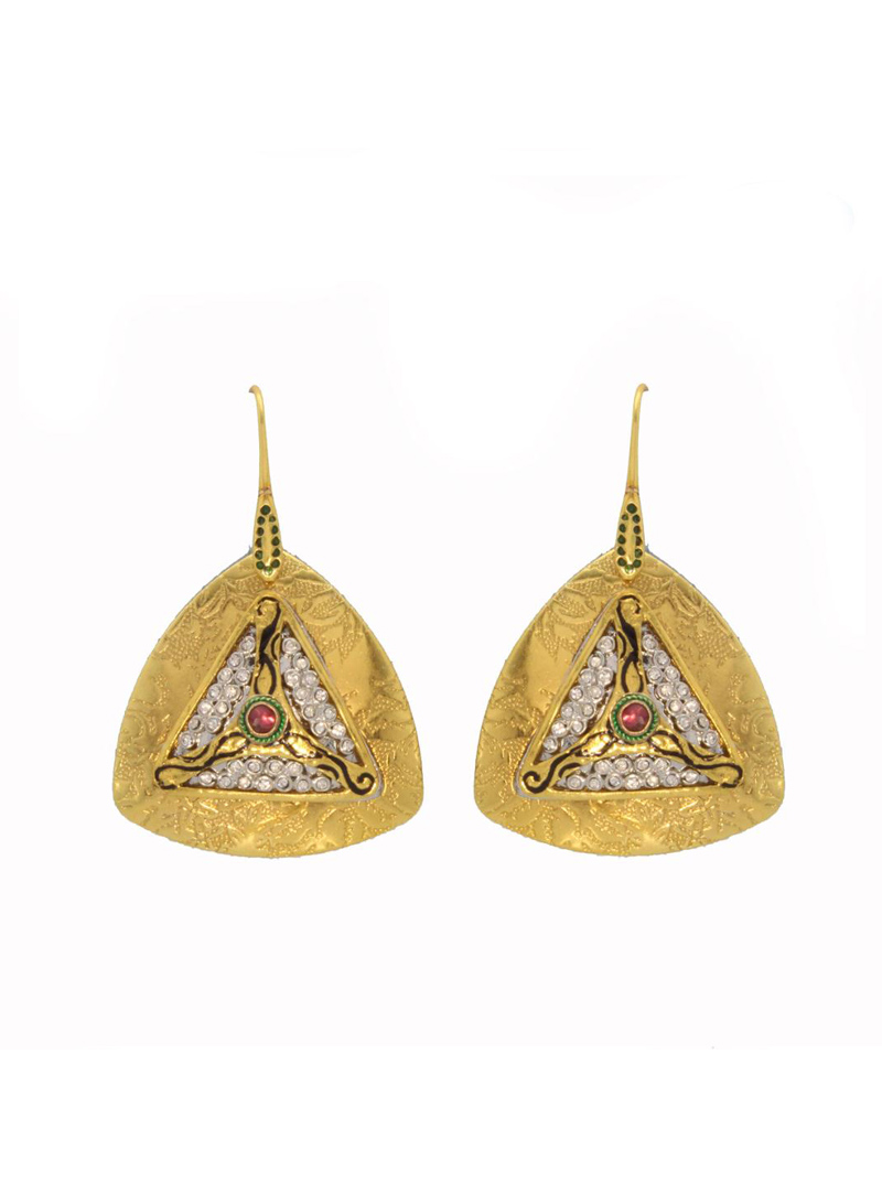 Green and Maroon Copper Earrings 26721