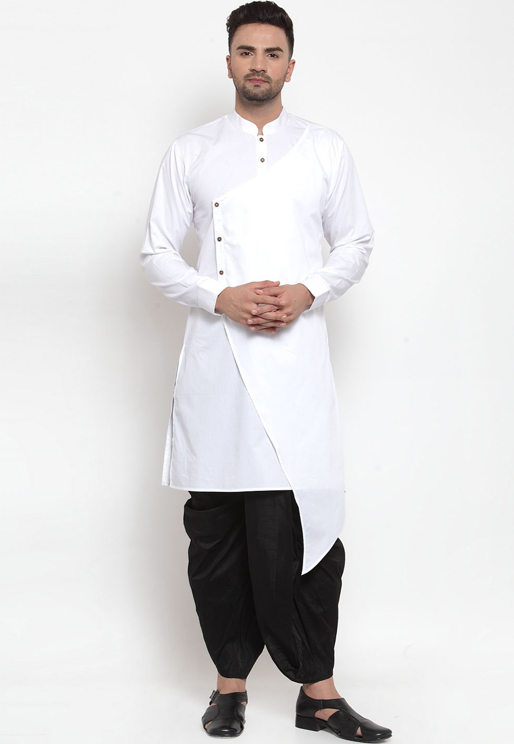 White Cotton Readymade Dhoti Kurta 200221