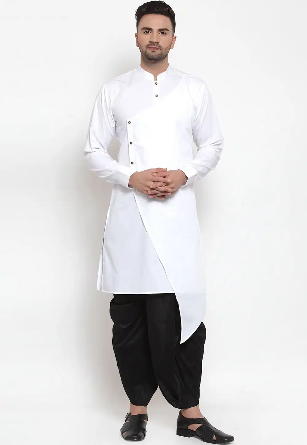 White Cotton Readymade Dhoti Kurta 200221