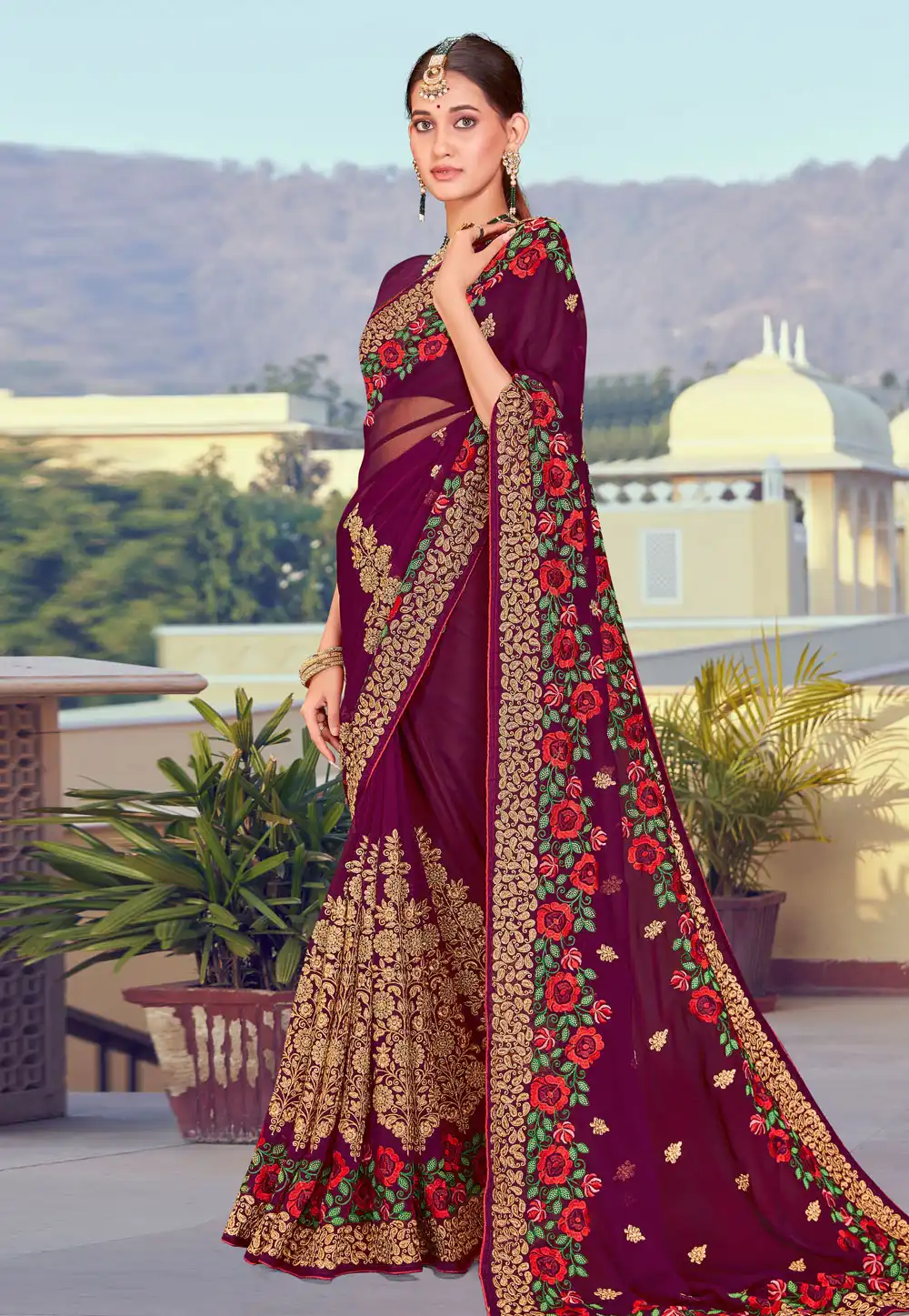 Purple Georgette Saree With Blouse 261743