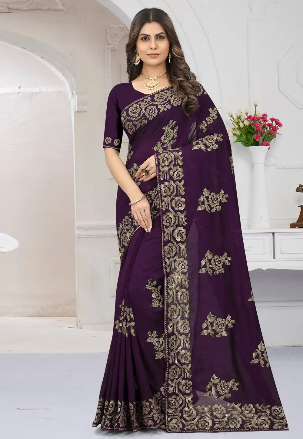 Purple Silk Saree With Blouse 262125