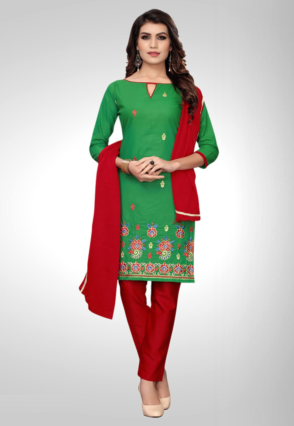 Green Silk Pant Style Suit 193126