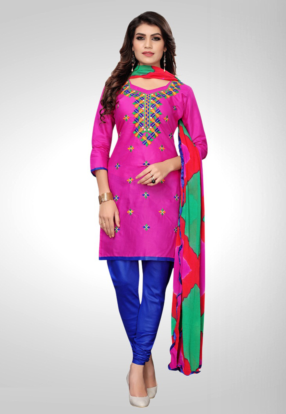 Pink Silk Churidar Salwar Kameez 193129