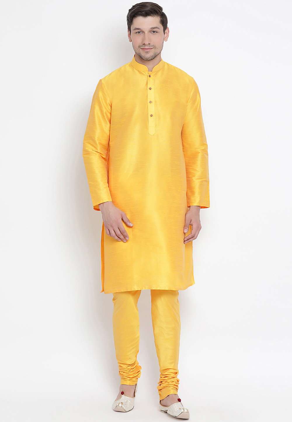 Yellow Cotton Readymade Kurta Pajama 177960