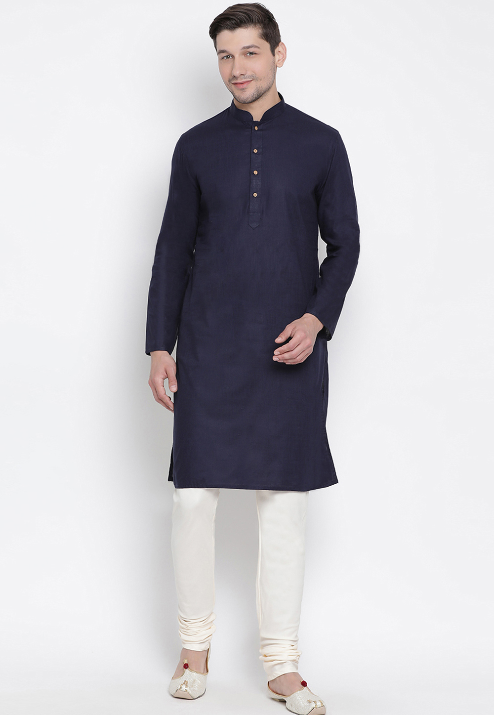 Navy Blue Cotton Readymade Kurta Pajama 177970