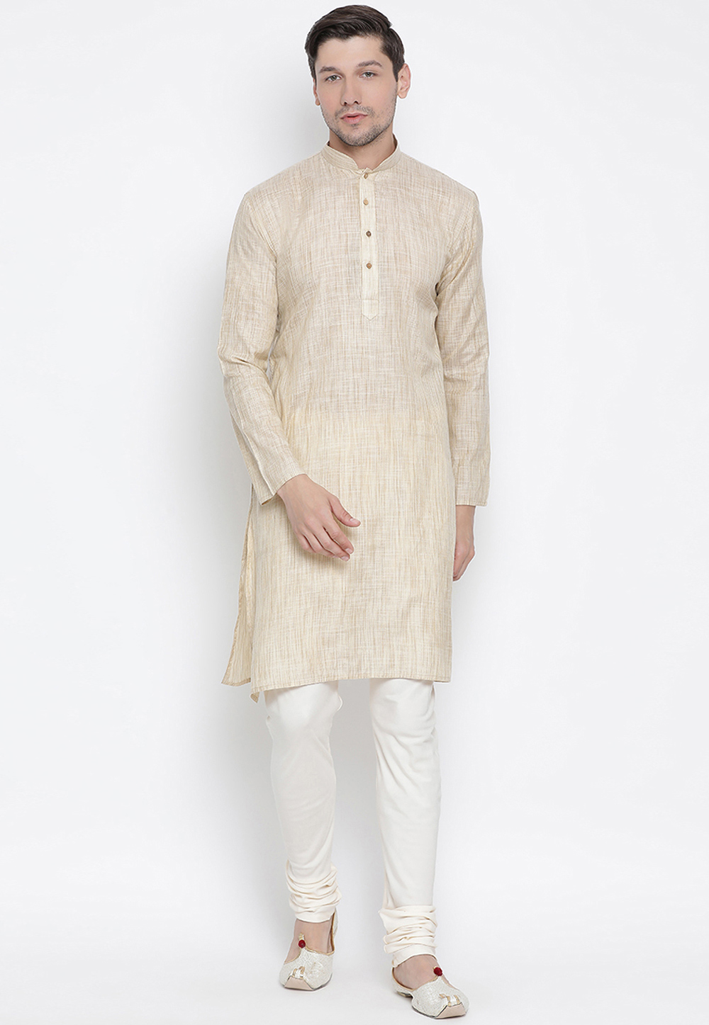 Beige Cotton Readymade Kurta Pajama 177977
