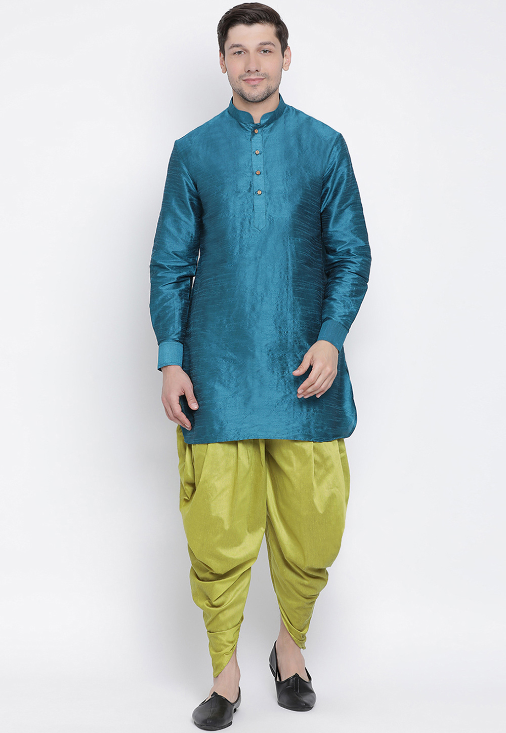 Blue Cotton Readymade Dhoti Kurta 177984