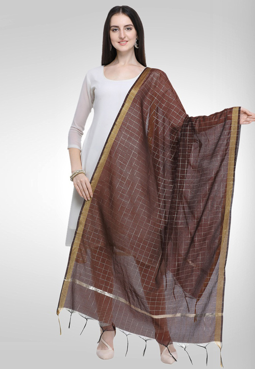 Brown Cotton Dupatta 193241