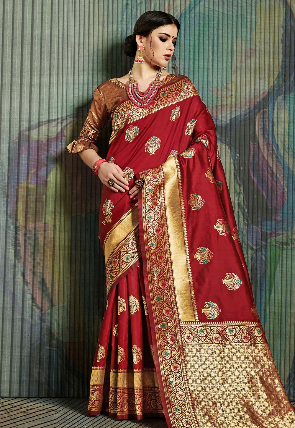 Maroon Art Silk Saree With Blouse 193883