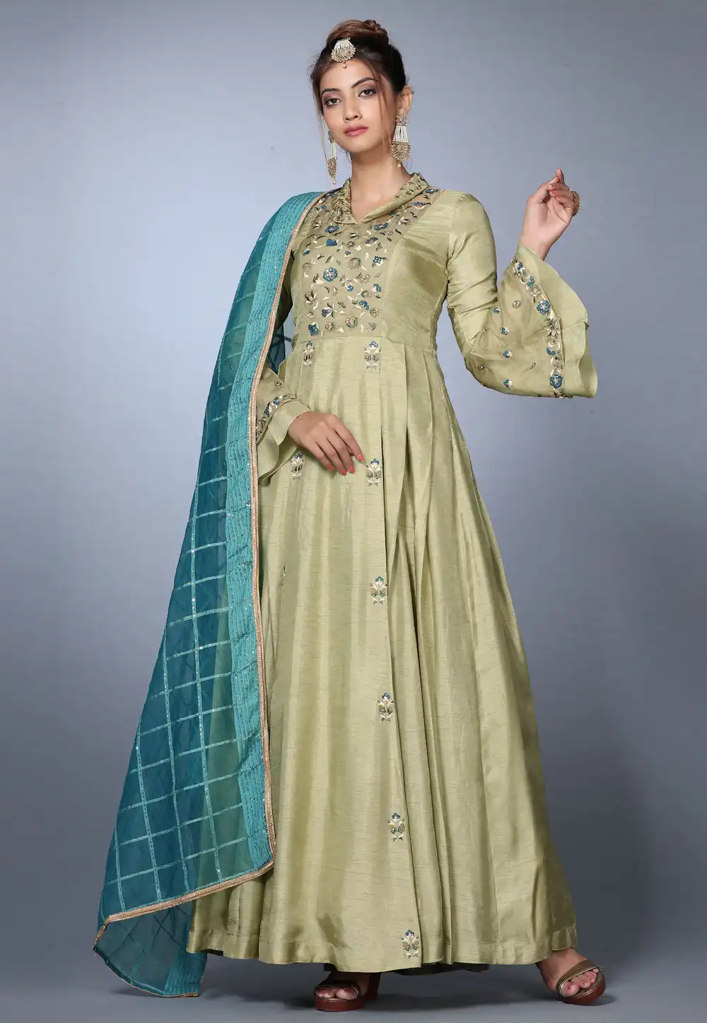 Light Green Silk Anarkali Suit For Wedding 271145