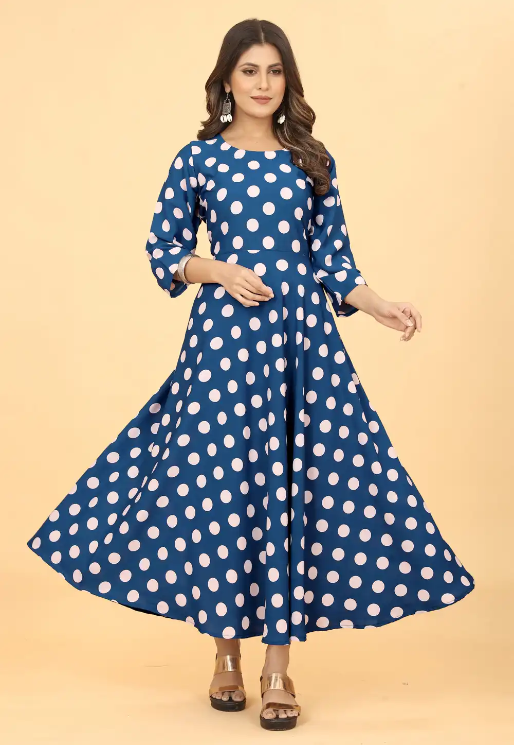 Teal Georgette Printed Gown 277371