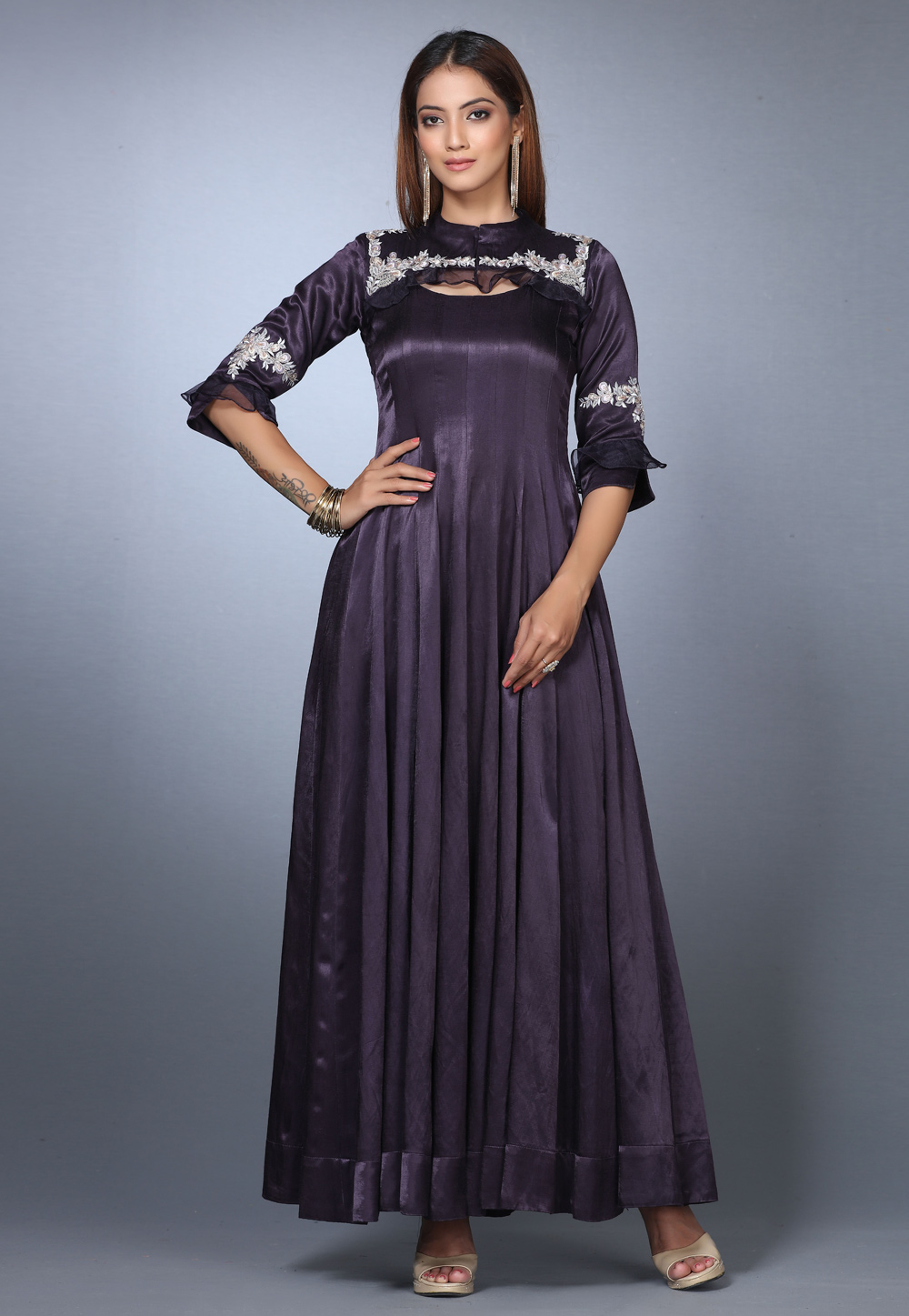 Wine Silk Anarkali Salwar Kameez 271148