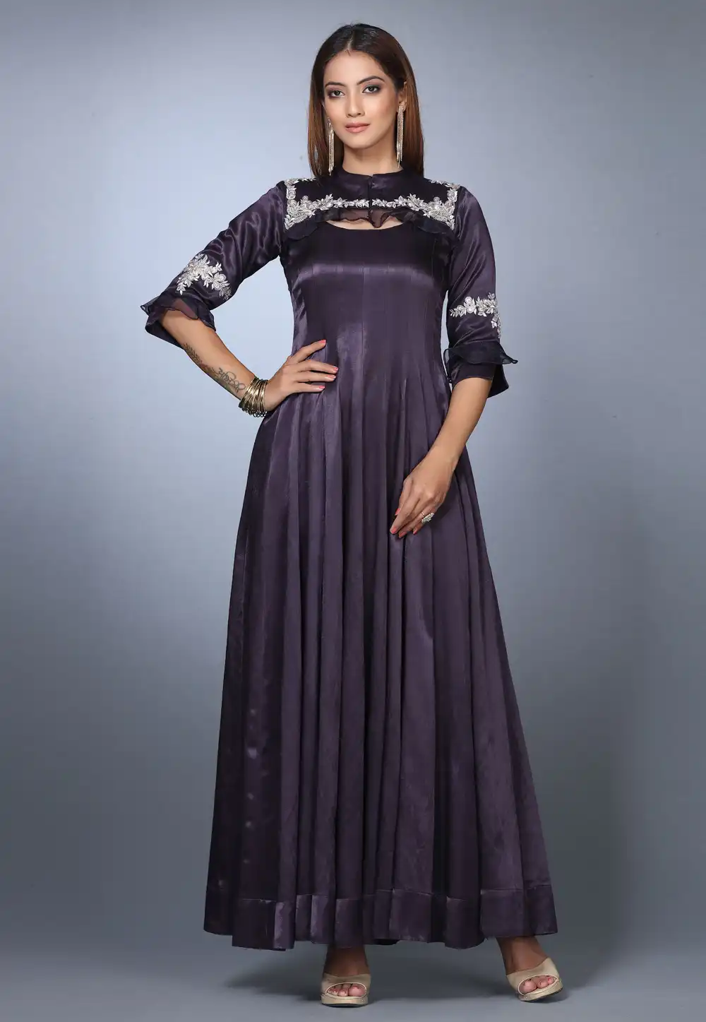 Wine Silk Anarkali Salwar Kameez 271148