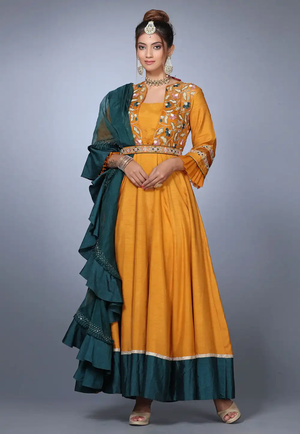 Orange Silk Anarkali Suit 271157