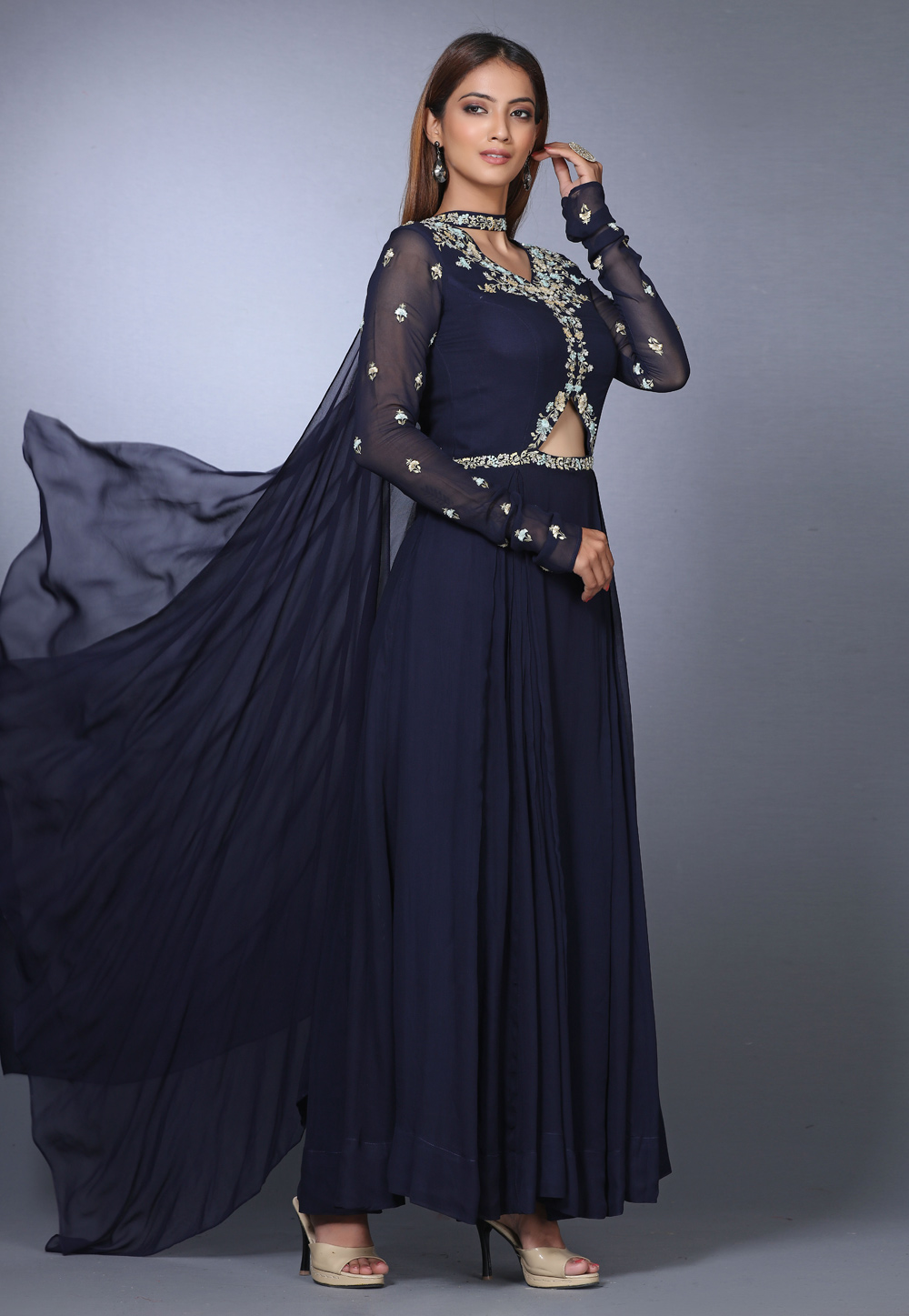 Navy Blue Georgette Designer Anarkali Suit 271160