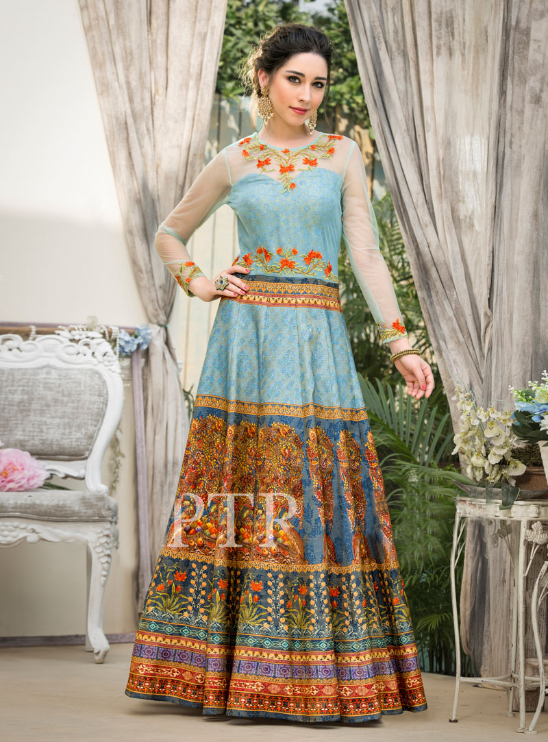 Sky Blue Silk Long Gown 147000