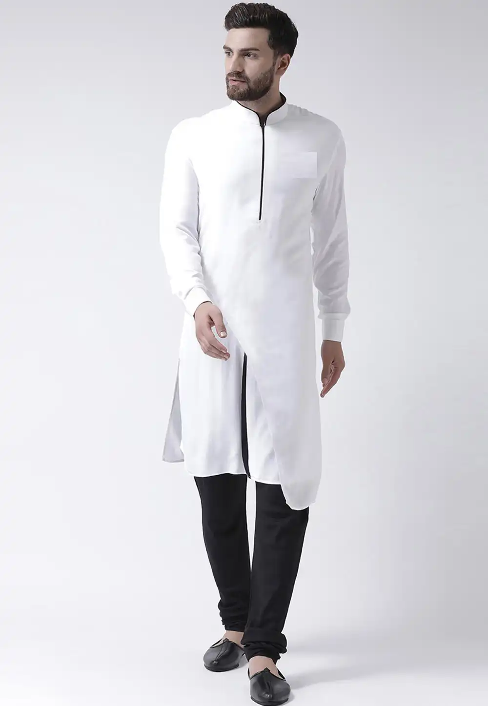 White Cotton Readymade Kurta Pajama 196304