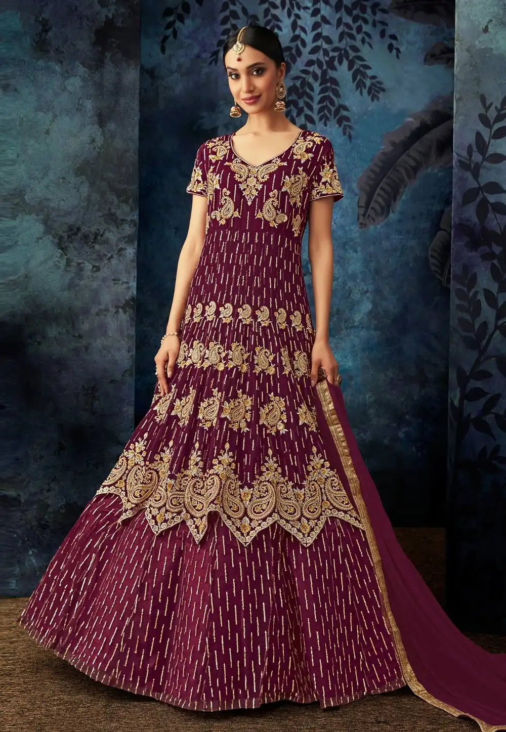 Magenta Georgette Long Anarkali Suit 160582