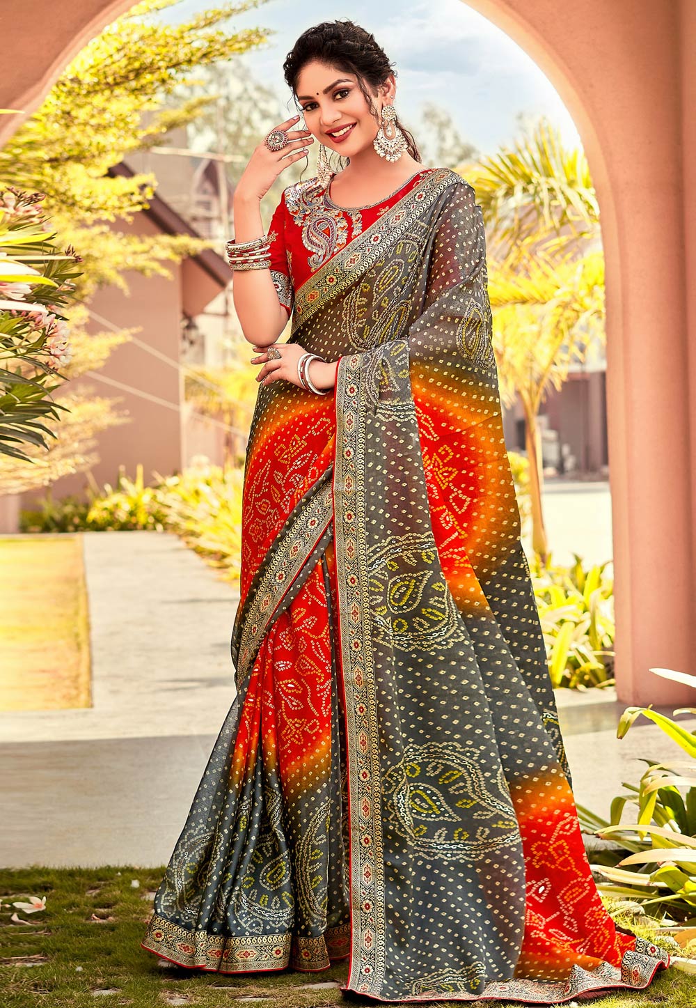 Grey Chiffon Saree With Blouse 273293