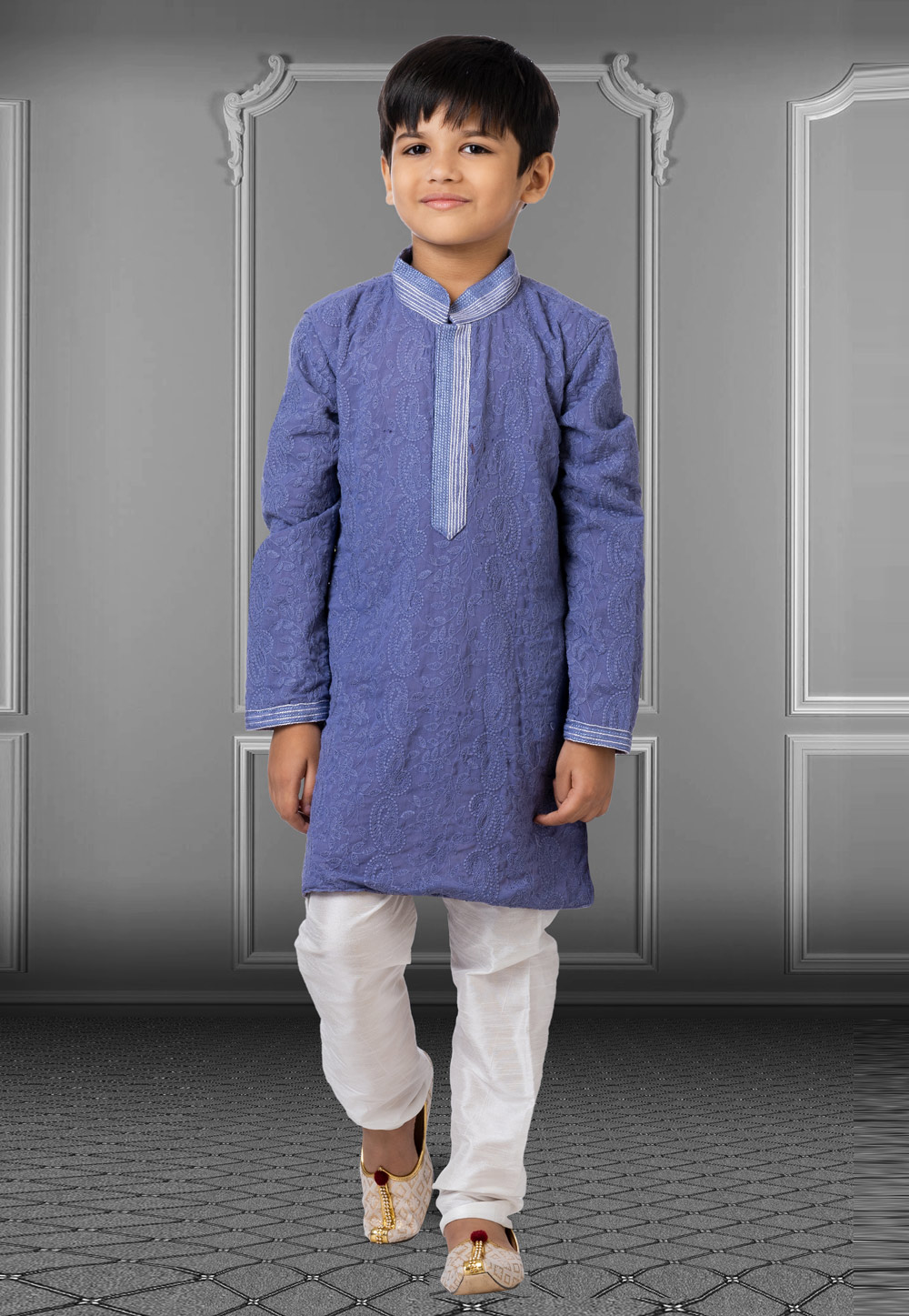Blue Georgette Readymade Kids Kurta Pajama 250707