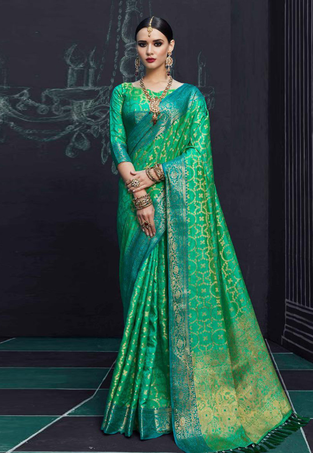 Green Silk Festival Wear Saree 157527