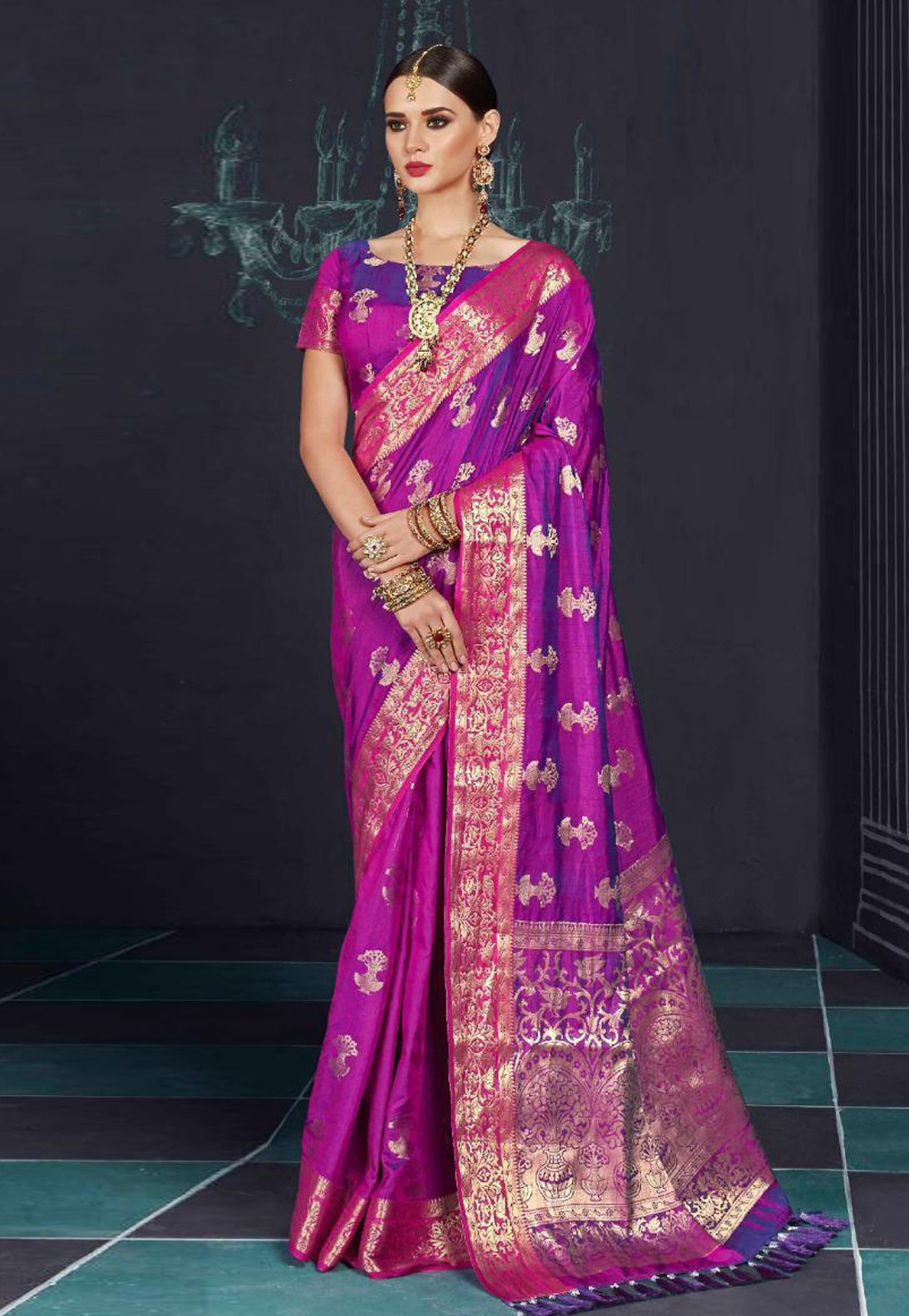 Purple Silk Festival Wear Saree 157529