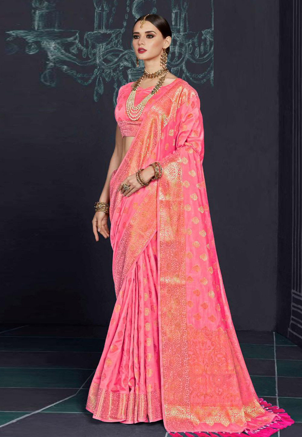 Pink Silk Festival Wear Saree 157531