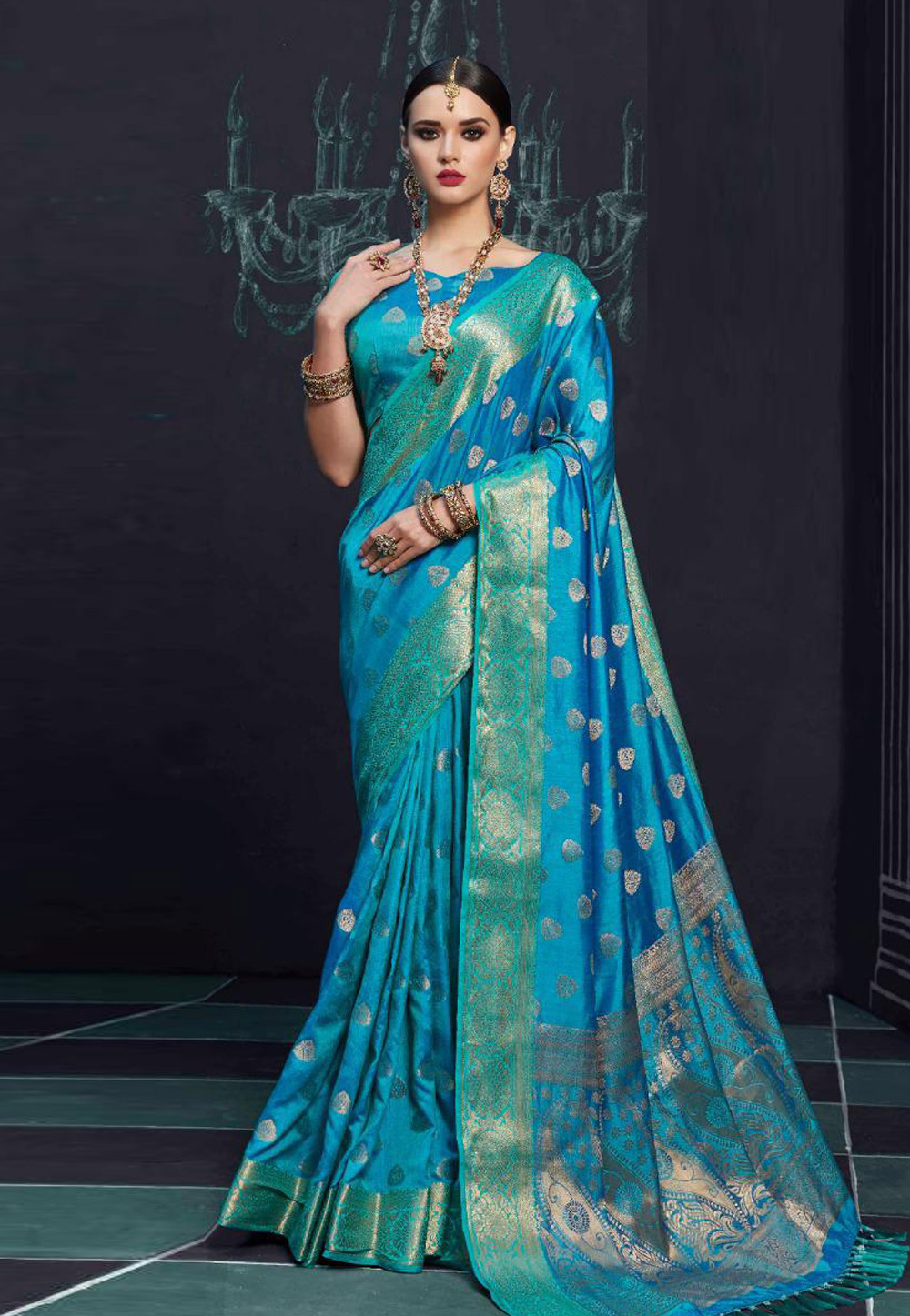 Blue Silk Festival Wear Saree 157533