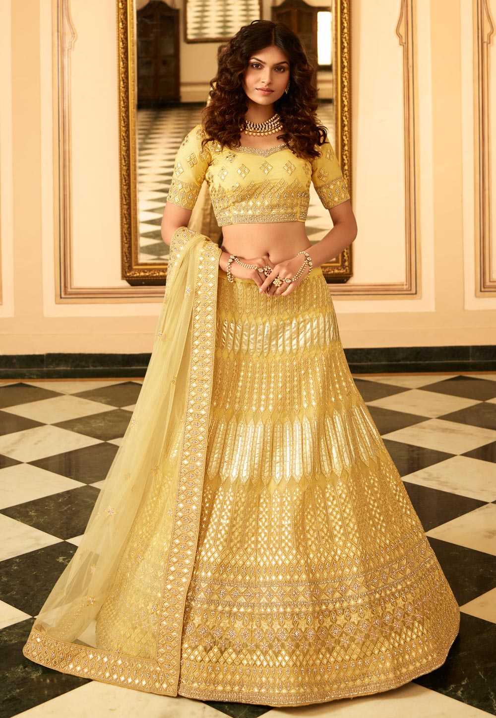 Yellow Organza Gota Work Lehenga Choli 235946